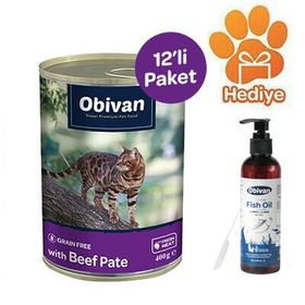 Obivan 12x400 gr Tahılsız Sığır Etli Ezme Yetişkin Kedi Konservesi