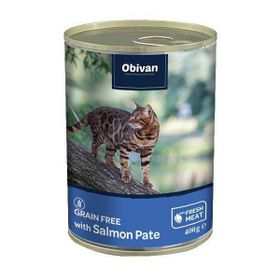 Obivan 12x400 gr Tahılsız Somon Balıklı Ezme Yetişkin Kedi Konservesi