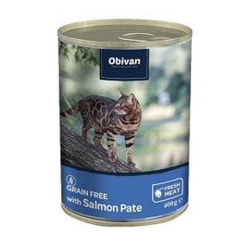 Obivan 12x400 gr Tahılsız Somon Balıklı Ezme Yetişkin Kedi Konservesi