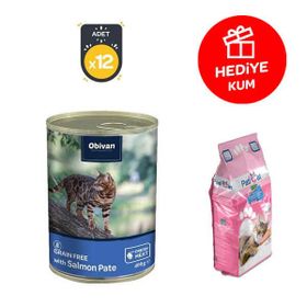 Obivan 12x400 gr Tahılsız Somon Balıklı Ezme Yetişkin Kedi Konservesi