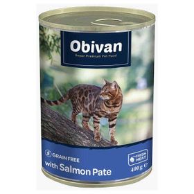 Obivan 12x400 gr Tahılsız Somon Balıklı Ezme Yetişkin Kedi Konservesi