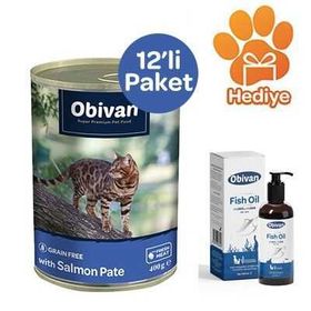 Obivan 12x400 gr Tahılsız Somon Balıklı Ezme Yetişkin Kedi Konservesi