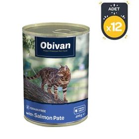 Obivan 12x400 gr Tahılsız Somon Balıklı Ezme Yetişkin Kedi Konservesi