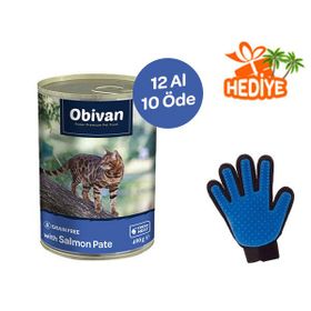 Obivan 12x400 gr Tahılsız Somon Balıklı Ezme Yetişkin Kedi Konservesi