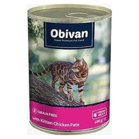 Obivan Tahılsız Tavuk Etli Ezme Yavru Kedi Konservesi 400 GR x 12 Adet