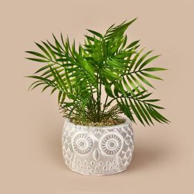 Objevi 35 cm Gri Yeşil Areka Saksılı Yapay Çiçek