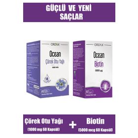 Ocean Biotin 5000 mcg 60 Kapsül + Çörek Otu Yağı 1000 mg 60 Kapsül