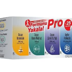 Ocean Formunu Yakala 4'lü Set Bromelain 30 Kapsül + Krom Pikolinat 30 Kapsül + Çörek Otu Yağı 30 Kapsül + Bigflor Probiyotik 30 Kapsül