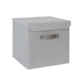 Ocean Home 30x30x30 cm Textile Gri Renk Jüt Kapaklı Kutu