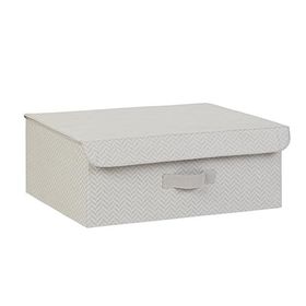 Ocean Home 48x40x19 cm Textile Gri Balıksırtı Kapaklı Kutu