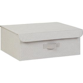 Ocean Home 48x40x19 cm Textile Gri Balıksırtı Kapaklı Kutu