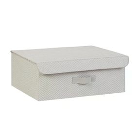 Ocean Home 48x40x19 cm Textile Gri Balıksırtı Kapaklı Kutu