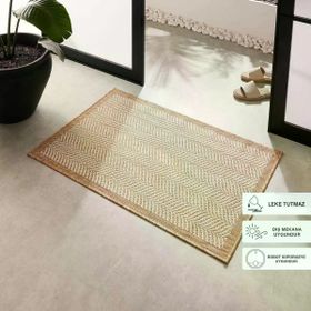 Ocean Home 60x90 cm Textile Leke Tutmaz İç Dış Mekan Bej Renk Balıksırtı Paspas