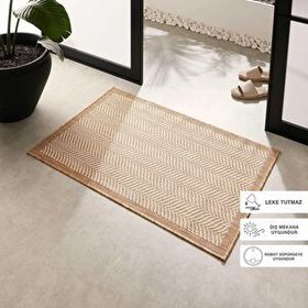 Ocean Home 60x90 cm Textile Leke Tutmaz İç Dış Mekan Bej Renk Balıksırtı Paspas