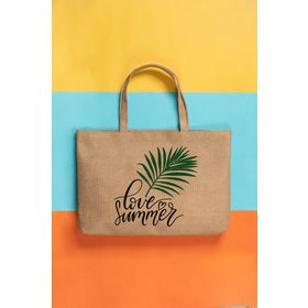 Ocean Home Love Summer Baskılı Jüt Çanta