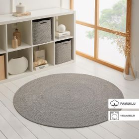 Ocean Home Textile 120 cm Yıkanabilir Gri Kırçıllı Pamuklu Halı Kilim