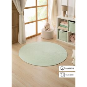 Ocean Home Textile 120 cm Yıkanabilir Mint Kırçıllı Pamuklu Halı Kilim