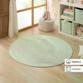 Ocean Home Textile 120 cm Yıkanabilir Mint Kırçıllı Pamuklu Halı Kilim