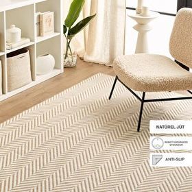 Ocean Home Textile 120x180 cm Ekru Renk Balıksırtı Jüt Halı Kilim