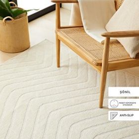 Ocean Home Textile 120x180 cm Ekru Renk Dalga Desenli Şönil Halı Kilim