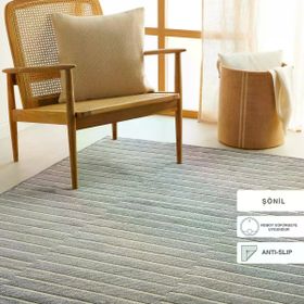 Ocean Home Textile 120x180 cm Gri Renk Çizgi Desenli Şönil Halı Kilim
