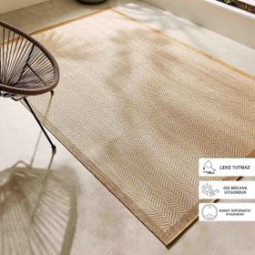 Ocean Home Textile 120x180 cm Leke Tutmaz İç Dış Mekan Bej Renk Balıksırtı Halı Kilim