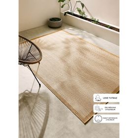 Ocean Home Textile 120x180 cm Leke Tutmaz İç Dış Mekan Bej Renk Balıksırtı Halı Kilim