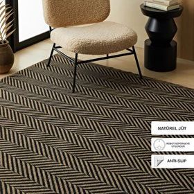 Ocean Home Textile 120x180 cm Siyah Renk Baliksirti Jut Halı Kilim