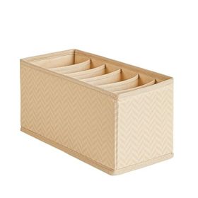 Ocean Home Textile 13x28x13 cm 6 Bölmeli Bej Balıksırtı Çekmece İçi Düzenleyici Kutu