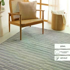 Ocean Home Textile 160x230 cm Gri Renk Cizgi Desenli Sonil Halı Kilim
