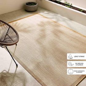 Ocean Home Textile 160x230 cm Leke Tutmaz İç Dış Mekan Bej Renk Balıksırtı Halı Kilim