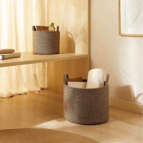 Ocean Home Textile 26x22 / 35x27 cm 2'li Siyah Kırçıllı Jüt Halat Sepet Set