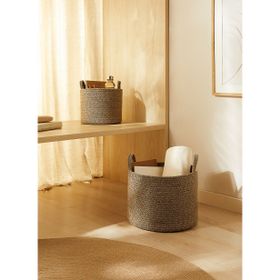 Ocean Home Textile 26x22 / 35x27 cm 2'li Siyah Kırçıllı Jüt Halat Sepet Set
