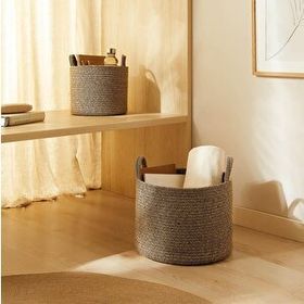 Ocean Home Textile 26x22 / 35x27 cm 2'li Siyah Kırçıllı Jüt Halat Sepet Set