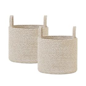 Ocean Home Textile 26x22 cm 2'li Bej Kırçıllı Pamuklu Halat Sepet Set