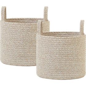 Ocean Home Textile 26x22 cm 2'li Bej Kırçıllı Pamuklu Halat Sepet Set