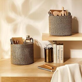 Ocean Home Textile 26x22 cm 2'li Siyah Kırçıllı Jüt Halat Sepet Set