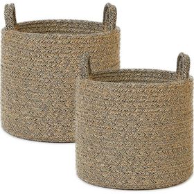 Ocean Home Textile 26x22 cm 2'li Siyah Kırçıllı Jüt Halat Sepet Set