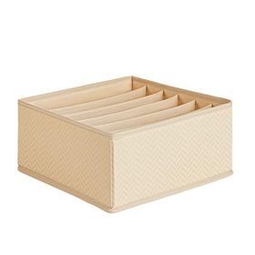 Ocean Home Textile 28x28x13 cm 6 Bölmeli Bej Balıksırtı Çekmece İçi Düzenleyici Kutu