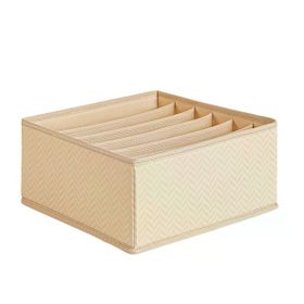 Ocean Home Textile 28x28x13 cm 6 Bölmeli Bej Balıksırtı Çekmece İçi Düzenleyici Kutu