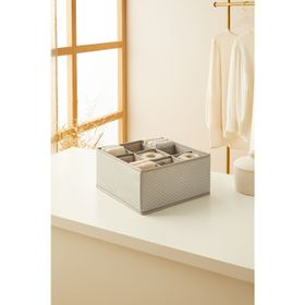 Ocean Home Textile 28x28x13 cm 9 Bölmeli Petek Gri Balıksırtı Çekmece İçi Düzenleyici Kutu