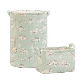 Ocean Home Textile 30x21x18 / 36 x 50 cm 2'li Çocuk Odası Dinozor Sepet Set