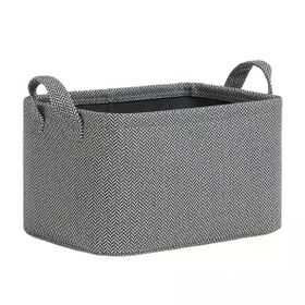 Ocean Home Textile 30x21x18 cm Antrasit Renk Dokulu Kumaş Sepet