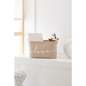 Ocean Home Textile 30x21x18 cm Bej Renk Love Sepet