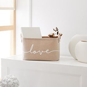 Ocean Home Textile 30x21x18 cm Bej Renk Love Sepet