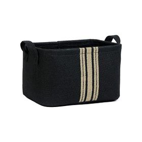 Ocean Home Textile 30x21x18 cm Çizgili Siyah Renk Jüt Sepet
