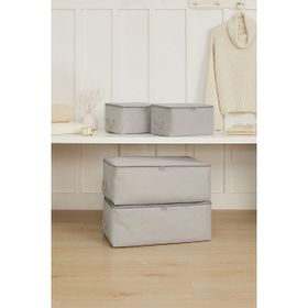 Ocean Home Textile 30x22x18 / 52x28x21 cm 4'lü Gri Balıksırtı 2 Adet Hurç Set