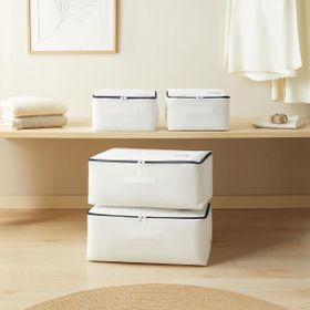 Ocean Home Textile 30x22x18 / 52x28x21 cm 4'lü Lacivert Fermuarlı Beyaz Renk Stuff Things Hurç Set
