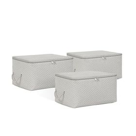 Ocean Home Textile 30x22x18 cm 3'lü Küçük Boy Gri Balıksırtı Hurç Set