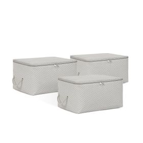 Ocean Home Textile 30x22x18 cm 3'lü Küçük Boy Gri Balıksırtı Hurç Set
